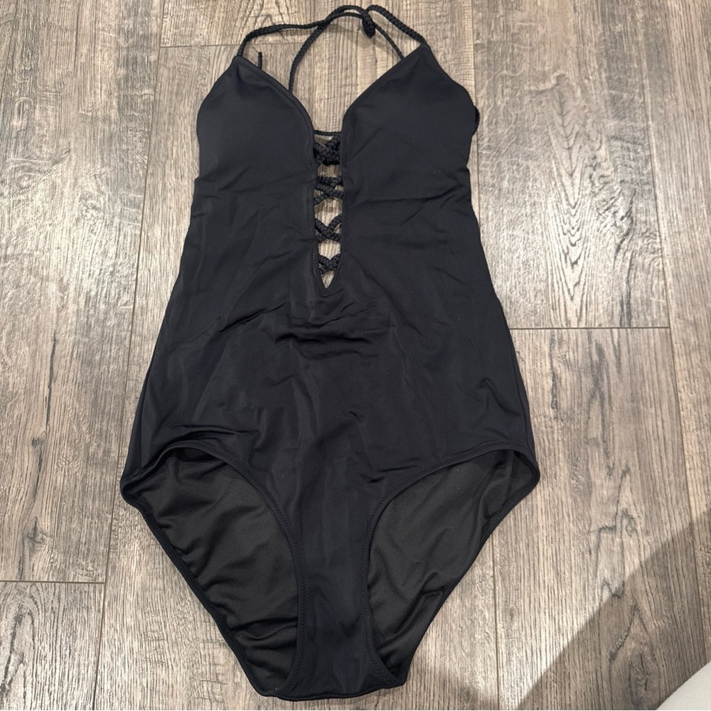 Victoria’s Secret Black Strappy Cutout Bikini Swim One Piece Size Small